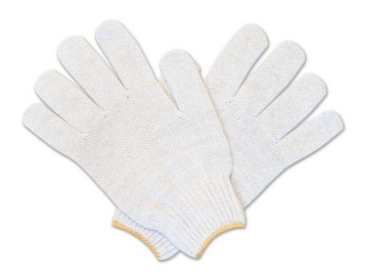 Перчатки вязаные белые без нанесения ПВХ для защиты рук от механических воздействий