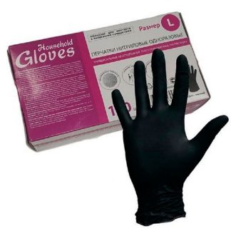 Перчатки Нитриловые Household Gloves, черные